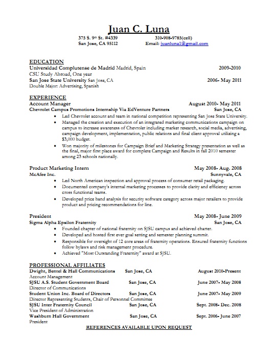 Professional resume website
